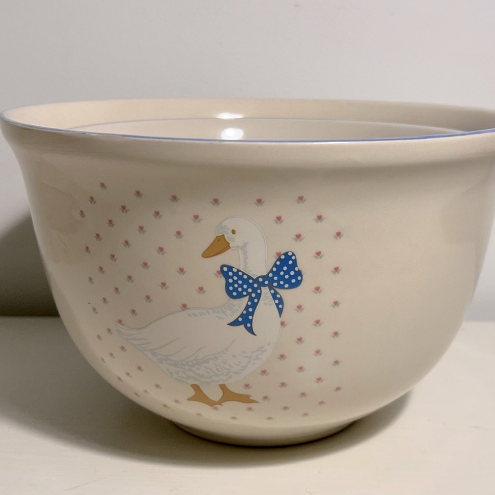 Vintage Aunt Rhody Geese Stoneware Mixing Bowls set of 3